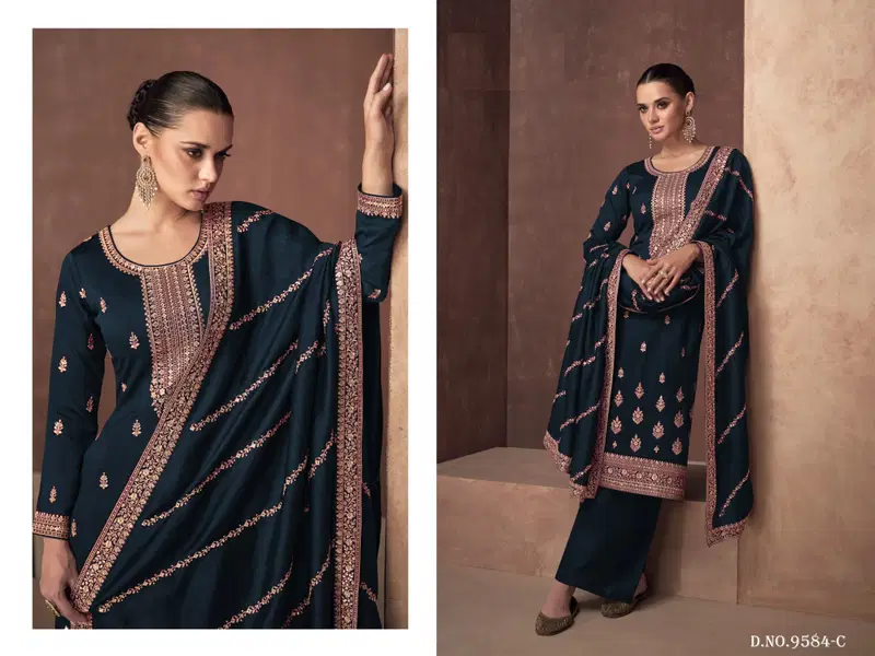 ASHIRWAD ZAHA 9584 COLOUR ADDITHION Heavy Premium Silk Palazzo Salwar Suit